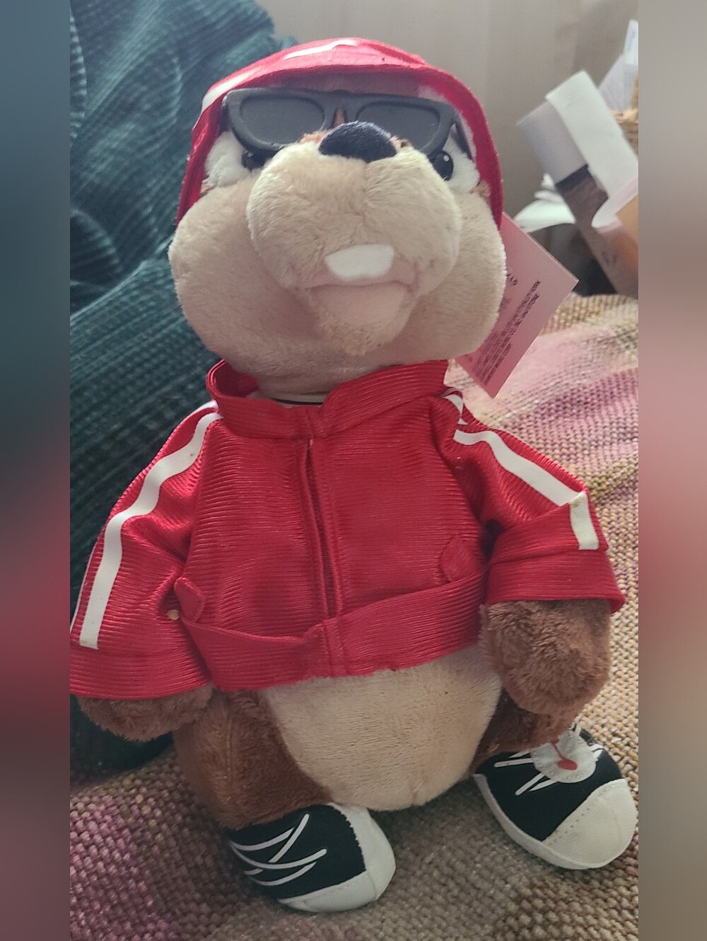 Vintage Animated/Musical Chipmunk in Red Jacket and Sunglasses -